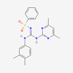 molecular formula C21H23N5O2S B5917489 N-{(E)-1-(3,4-DIMETHYLANILINO)-1-[(4,6-DIMETHYL-2-PYRIMIDINYL)AMINO]METHYLIDENE}-1-BENZENESULFONAMIDE 