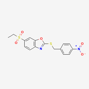 molecular formula C16H14N2O5S2 B5917520 6-(ethylsulfonyl)-2-[(4-nitrobenzyl)thio]-1,3-benzoxazole 