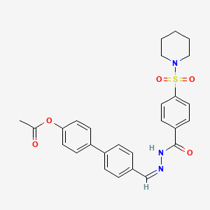 molecular formula C27H27N3O5S B5917528 4'-{2-[4-(1-piperidinylsulfonyl)benzoyl]carbonohydrazonoyl}-4-biphenylyl acetate 