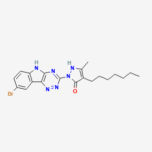 molecular formula C20H23BrN6O B5917569 1-(8-bromo-5H-[1,2,4]triazino[5,6-b]indol-3-yl)-4-heptyl-3-methyl-1H-pyrazol-5-ol 