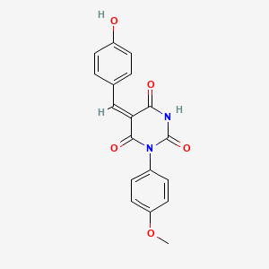 molecular formula C18H14N2O5 B5917582 5-(4-hydroxybenzylidene)-1-(4-methoxyphenyl)-2,4,6(1H,3H,5H)-pyrimidinetrione 