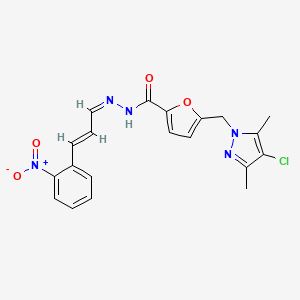 5-[(4-chloro-3,5-dimethyl-1H-pyrazol-1-yl)methyl]-N'-[3-(2-nitrophenyl)-2-propen-1-ylidene]-2-furohydrazide