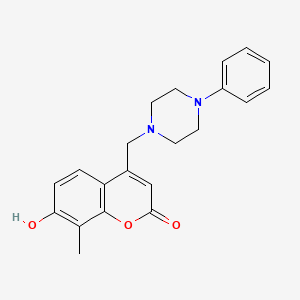 molecular formula C21H22N2O3 B5917653 7-hydroxy-8-methyl-4-[(4-phenyl-1-piperazinyl)methyl]-2H-chromen-2-one 