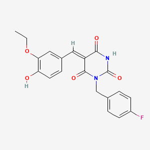 molecular formula C20H17FN2O5 B5917744 5-(3-ethoxy-4-hydroxybenzylidene)-1-(4-fluorobenzyl)-2,4,6(1H,3H,5H)-pyrimidinetrione 