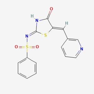 molecular formula C15H11N3O3S2 B5917775 N-[4-oxo-5-(3-pyridinylmethylene)-1,3-thiazolidin-2-ylidene]benzenesulfonamide 