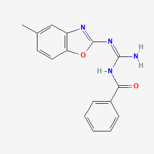 molecular formula C16H14N4O2 B5917787 N-{amino[(5-methyl-1,3-benzoxazol-2-yl)amino]methylene}benzamide 