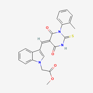 molecular formula C23H19N3O4S B5917843 methyl (3-{[1-(2-methylphenyl)-4,6-dioxo-2-thioxotetrahydro-5(2H)-pyrimidinylidene]methyl}-1H-indol-1-yl)acetate 