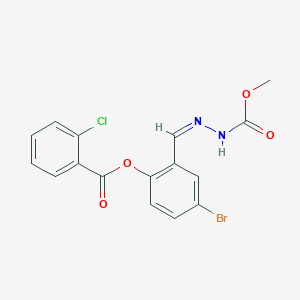 molecular formula C16H12BrClN2O4 B5917864 methyl 2-{5-bromo-2-[(2-chlorobenzoyl)oxy]benzylidene}hydrazinecarboxylate 