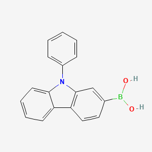 molecular formula C18H14BNO2 B591801 (9-苯基-9H-咔唑-2-基)硼酸 CAS No. 1001911-63-2