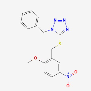 molecular formula C16H15N5O3S B5918109 1-benzyl-5-[(2-methoxy-5-nitrobenzyl)thio]-1H-tetrazole 