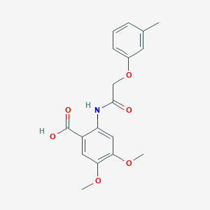 molecular formula C18H19NO6 B5918120 4,5-dimethoxy-2-{[(3-methylphenoxy)acetyl]amino}benzoic acid 