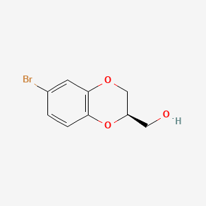 molecular formula C9H9BrO3 B591816 (R)-(6-溴-2,3-二氢苯并[b][1,4]二噁英-2-基)甲醇 CAS No. 1263285-26-2
