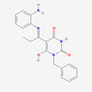 molecular formula C20H20N4O3 B5918186 5-{1-[(2-aminophenyl)amino]propylidene}-1-benzyl-2,4,6(1H,3H,5H)-pyrimidinetrione 