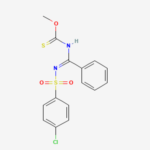 molecular formula C15H13ClN2O3S2 B5918196 O-methyl [{[(4-chlorophenyl)sulfonyl]imino}(phenyl)methyl]thiocarbamate 