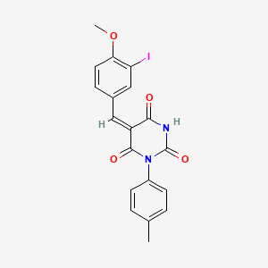 molecular formula C19H15IN2O4 B5918234 (5E)-5-[(3-iodo-4-methoxyphenyl)methylidene]-1-(4-methylphenyl)-1,3-diazinane-2,4,6-trione 