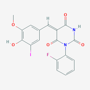 (5Z)-1-(2-fluorophenyl)-5-[(4-hydroxy-3-iodo-5-methoxyphenyl)methylidene]-1,3-diazinane-2,4,6-trione