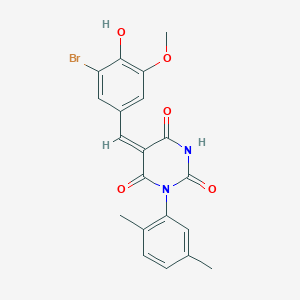 molecular formula C20H17BrN2O5 B5918267 5-(3-bromo-4-hydroxy-5-methoxybenzylidene)-1-(2,5-dimethylphenyl)-2,4,6(1H,3H,5H)-pyrimidinetrione 