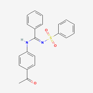 molecular formula C21H18N2O3S B5918285 N-(4-acetylphenyl)-N'-(phenylsulfonyl)benzenecarboximidamide 