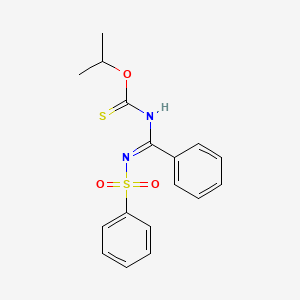 molecular formula C17H18N2O3S2 B5918296 O-propan-2-yl N-[(E)-N-(benzenesulfonyl)-C-phenylcarbonimidoyl]carbamothioate 