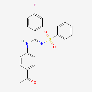 molecular formula C21H17FN2O3S B5918312 N-(4-acetylphenyl)-N'-(benzenesulfonyl)-4-fluorobenzene-1-carboximidamide 