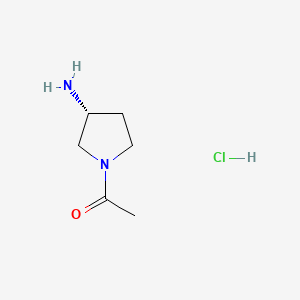 molecular formula C6H13ClN2O B591832 (R)-1-(3-Aminopyrrolidin-1-yl)ethanone hydrochloride CAS No. 1286208-55-6