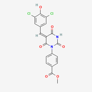 molecular formula C19H12Cl2N2O6 B5918322 methyl 4-[(5E)-5-[(3,5-dichloro-4-hydroxyphenyl)methylidene]-2,4,6-trioxo-1,3-diazinan-1-yl]benzoate 