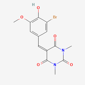 molecular formula C14H13BrN2O5 B5918357 5-[(3-bromo-4-hydroxy-5-methoxyphenyl)methylidene]-1,3-dimethyl-1,3-diazinane-2,4,6-trione 