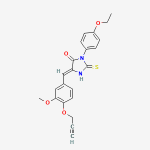 molecular formula C22H20N2O4S B5918384 (5Z)-3-(4-ETHOXYPHENYL)-5-{[3-METHOXY-4-(PROP-2-YN-1-YLOXY)PHENYL]METHYLIDENE}-2-SULFANYLIDENEIMIDAZOLIDIN-4-ONE 