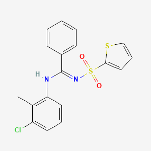 molecular formula C18H15ClN2O2S2 B5918404 N-(3-chloro-2-methylphenyl)-N'-(2-thienylsulfonyl)benzenecarboximidamide 