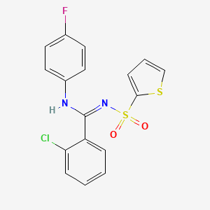 2-chloro-N-(4-fluorophenyl)-N'-thiophen-2-ylsulfonylbenzenecarboximidamide