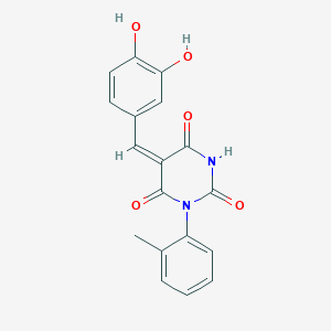 (5E)-5-[(3,4-dihydroxyphenyl)methylidene]-1-(2-methylphenyl)-1,3-diazinane-2,4,6-trione