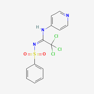 molecular formula C13H10Cl3N3O2S B5918436 N'-(benzenesulfonyl)-2,2,2-trichloro-N-pyridin-4-ylethanimidamide 