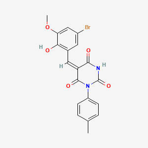 (5E)-5-(5-bromo-2-hydroxy-3-methoxybenzylidene)-1-(4-methylphenyl)pyrimidine-2,4,6(1H,3H,5H)-trione