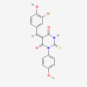 (5E)-5-[(3-bromo-4-hydroxyphenyl)methylidene]-1-(4-methoxyphenyl)-2-sulfanylidene-1,3-diazinane-4,6-dione