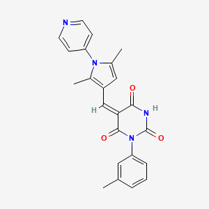 (5E)-5-{[2,5-dimethyl-1-(pyridin-4-yl)-1H-pyrrol-3-yl]methylidene}-1-(3-methylphenyl)pyrimidine-2,4,6(1H,3H,5H)-trione