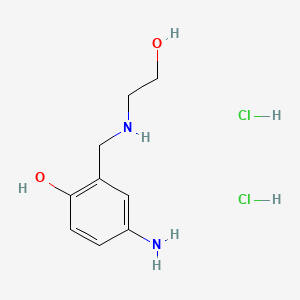 molecular formula C9H16Cl2N2O2 B591866 Hydroxyethylaminomethyl-p-aminophenol hydrochloride CAS No. 135043-63-9