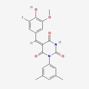 (5E)-1-(3,5-dimethylphenyl)-5-(4-hydroxy-3-iodo-5-methoxybenzylidene)pyrimidine-2,4,6(1H,3H,5H)-trione