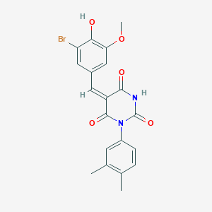 (5E)-5-[(3-bromo-4-hydroxy-5-methoxyphenyl)methylidene]-1-(3,4-dimethylphenyl)-1,3-diazinane-2,4,6-trione