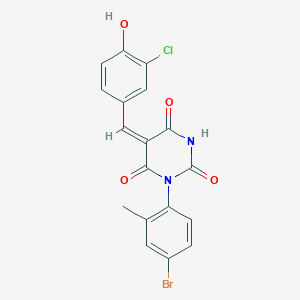 (5E)-1-(4-bromo-2-methylphenyl)-5-[(3-chloro-4-hydroxyphenyl)methylidene]-1,3-diazinane-2,4,6-trione