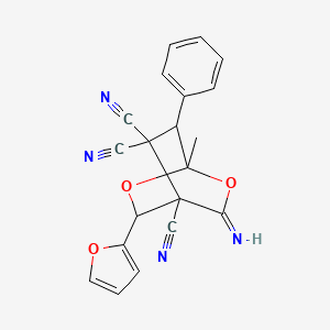 3-(2-furyl)-5-imino-1-methyl-7-phenyl-2,6-dioxabicyclo[2.2.2]octane-4,8,8-tricarbonitrile