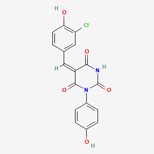 (5E)-5-[(3-chloro-4-hydroxyphenyl)methylidene]-1-(4-hydroxyphenyl)-1,3-diazinane-2,4,6-trione