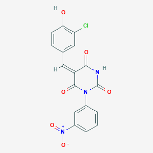 (5E)-5-[(3-chloro-4-hydroxyphenyl)methylidene]-1-(3-nitrophenyl)-1,3-diazinane-2,4,6-trione