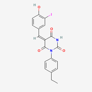 (5E)-1-(4-ethylphenyl)-5-(4-hydroxy-3-iodobenzylidene)pyrimidine-2,4,6(1H,3H,5H)-trione