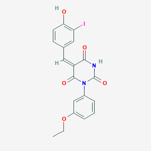 (5E)-1-(3-ethoxyphenyl)-5-(4-hydroxy-3-iodobenzylidene)pyrimidine-2,4,6(1H,3H,5H)-trione