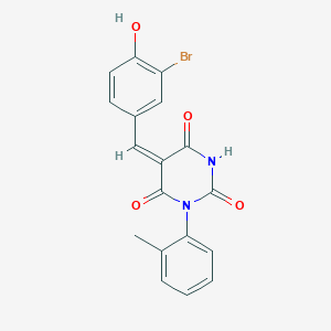 (5E)-5-[(3-bromo-4-hydroxyphenyl)methylidene]-1-(2-methylphenyl)-1,3-diazinane-2,4,6-trione