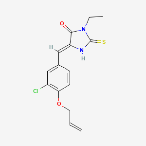 (5Z)-5-{[3-CHLORO-4-(PROP-2-EN-1-YLOXY)PHENYL]METHYLIDENE}-3-ETHYL-2-SULFANYLIDENEIMIDAZOLIDIN-4-ONE