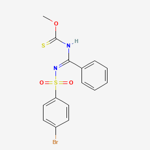 molecular formula C15H13BrN2O3S2 B5919026 O-methyl [{[(4-bromophenyl)sulfonyl]imino}(phenyl)methyl]thiocarbamate 