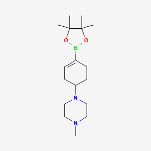 molecular formula C17H31BN2O2 B591907 1-Methyl-4-(4-(4,4,5,5-tetramethyl-1,3,2-dioxaborolan-2-yl)cyclohex-3-en-1-yl)piperazine CAS No. 1046793-62-7