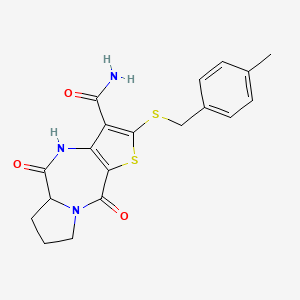 2-[(4-methylbenzyl)thio]-5,10-dioxo-4,5a,6,7,8,10-hexahydro-5H-pyrrolo[1,2-a]thieno[3,2-e][1,4]diazepine-3-carboxamide