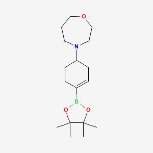 molecular formula C17H30BNO3 B591910 4-(4-(4,4,5,5-Tetramethyl-1,3,2-dioxaborolan-2-yl)cyclohex-3-en-1-yl)-1,4-oxazepane CAS No. 1046793-60-5
